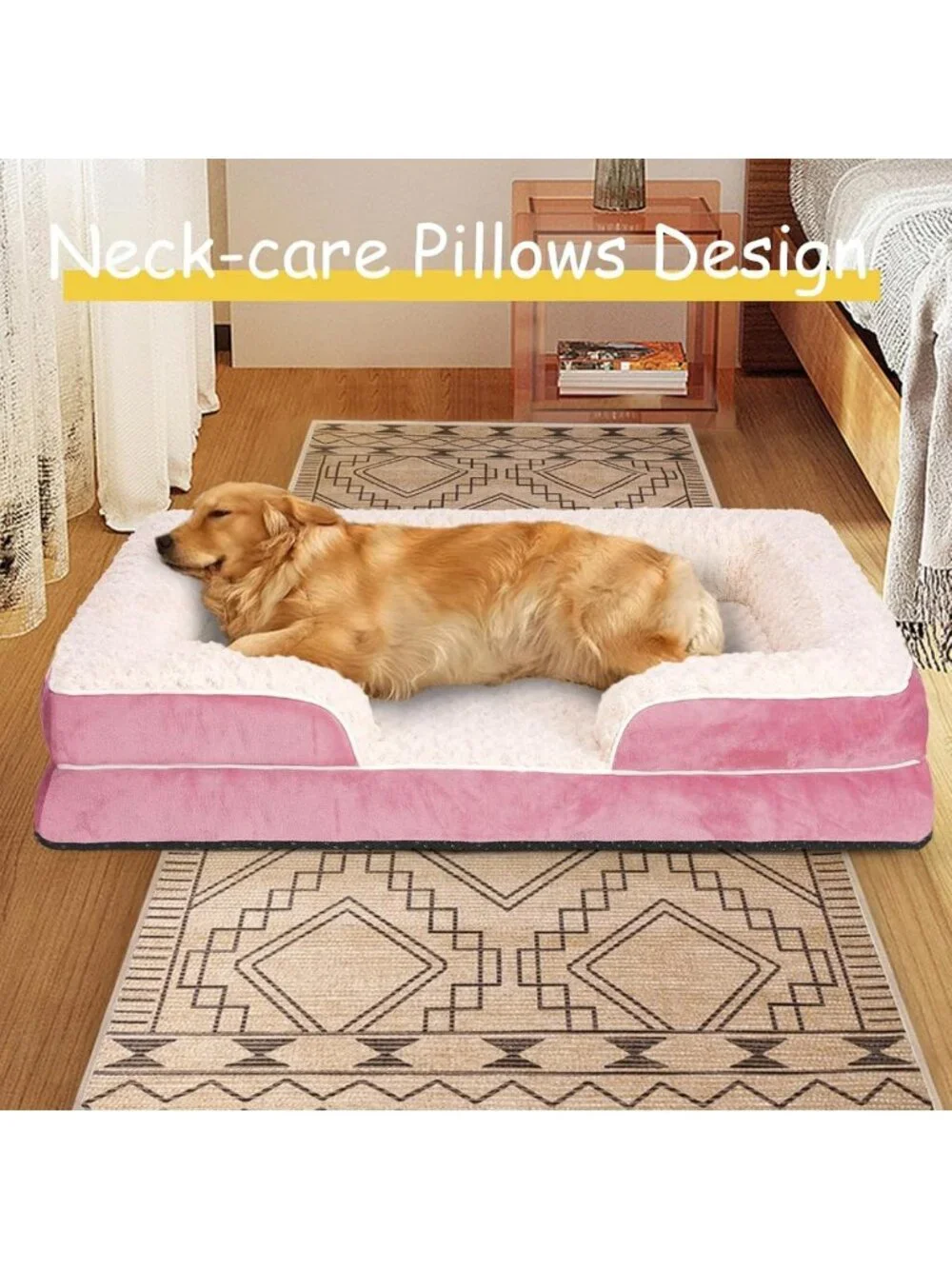 Cozy Washable Memory Foam Dog Bed for Large & Medium Pets, Waterproof Sofa Couch